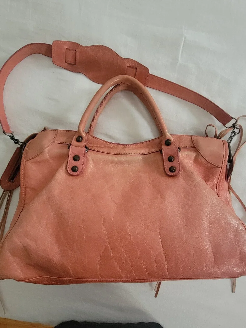 BESSO Leather Satchel Handbag With Fringe Accents - Picture 2 of 10